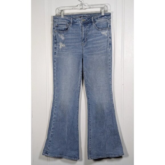 American Eagle Jeans Womens 10 Short Super High Rise Flare Next Level Stretch - Picture 1 of 6